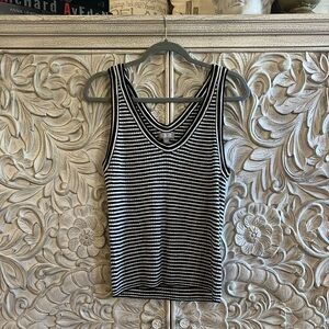 J. Crew Black and White Striped Tank Top